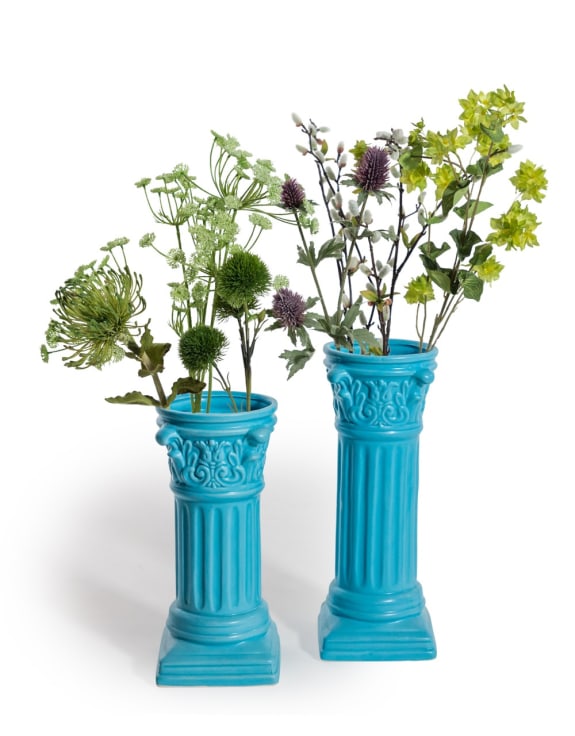 Matt Light Blue Small Corinthian Column Ceramic Vase