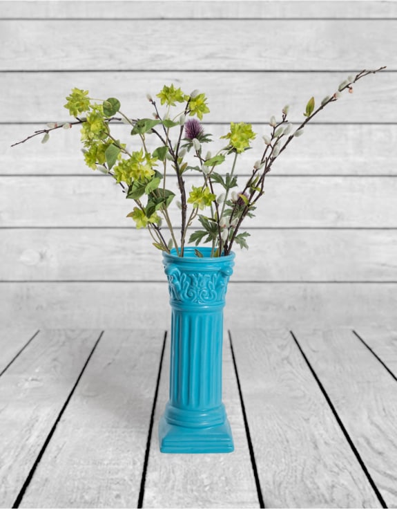 Matt Light Blue Large Corinthian Column Ceramic Vase