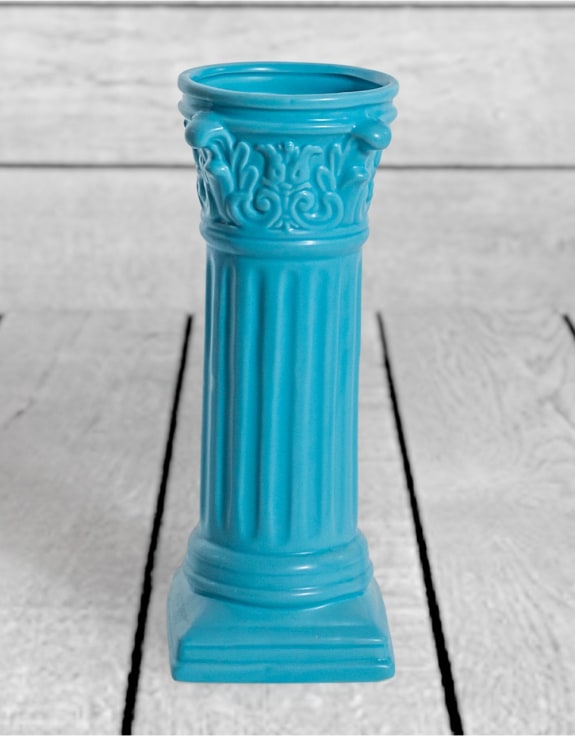 Matt Light Blue Large Corinthian Column Ceramic Vase