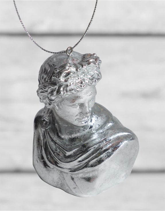 Silver Leaf Apollo Bust Hanging Decoration (to be bought in qtys of 8)