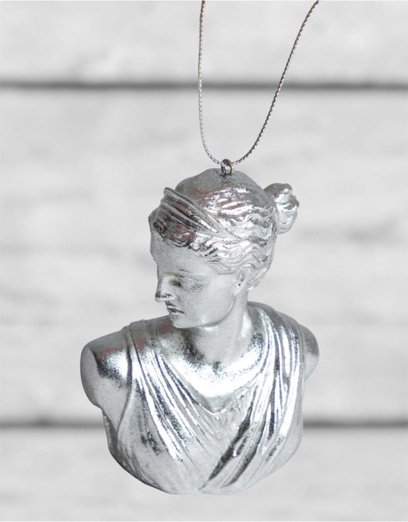 Silver Leaf Artemis Bust Hanging Decoration (to be bought in qtys of 8)
