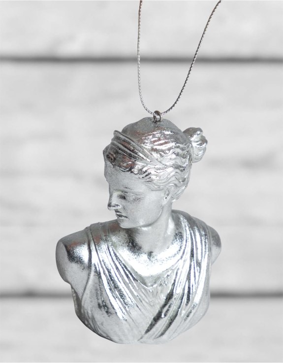 Silver Leaf Artemis Bust Hanging Decoration (to be bought in qtys of 4) (PROMO)