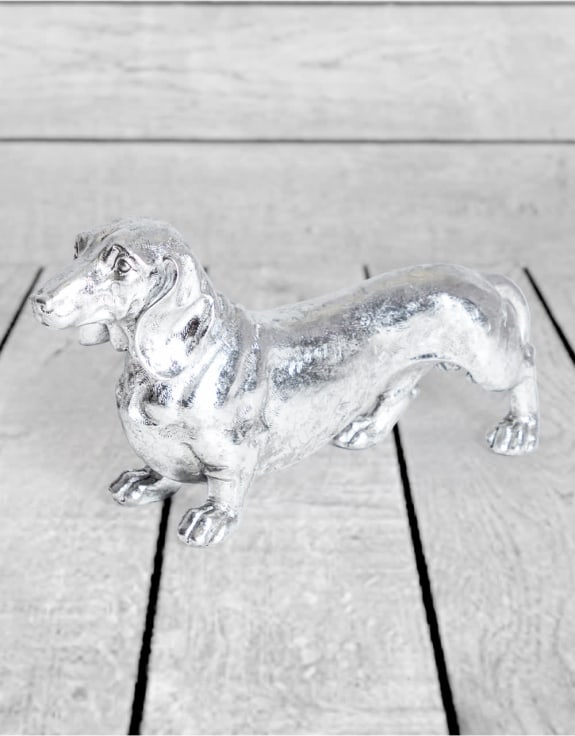 Antique Silver Dachshund Figure