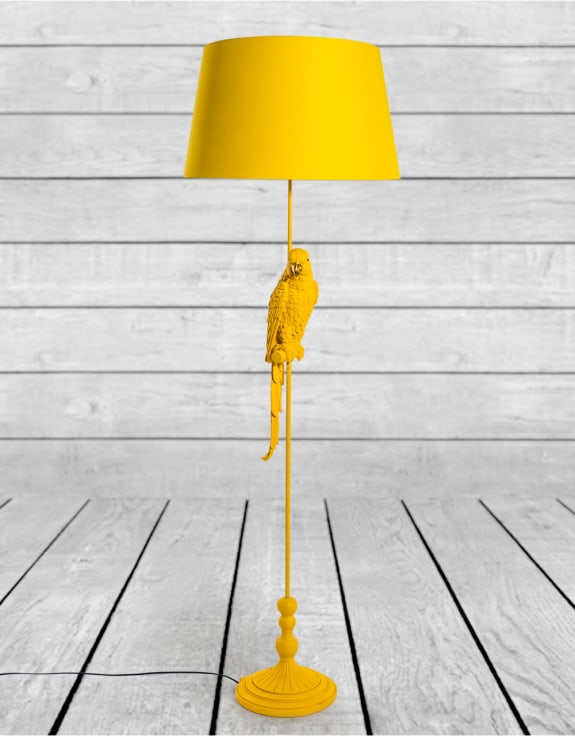 Matt Yellow Parrot Floor Lamp with Yellow Shade