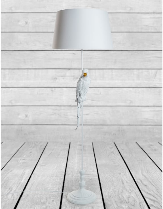 Matt White Parrot Floor Lamp with White Shade