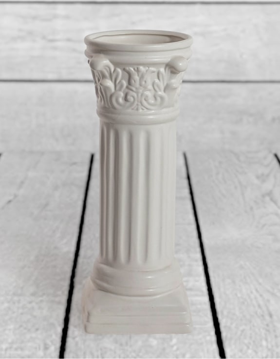 Matt White Small Corinthian Column Ceramic Vase