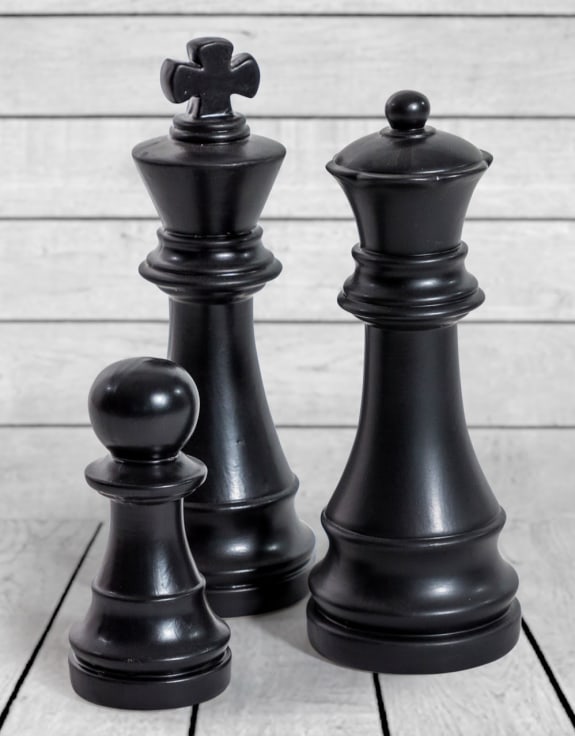 Matt Black Large Ceramic King Chess Piece Ornament (to be bought in qtys of 2)