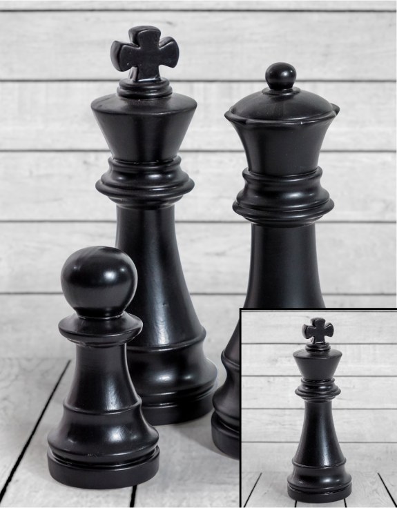 Matt Black Large Ceramic King Chess Piece Ornament (to be bought in qtys of 2)