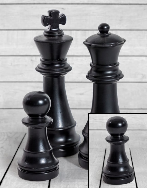 Matt Black Large Ceramic Pawn Chess Piece Ornament (to be bought in qtys of 4)