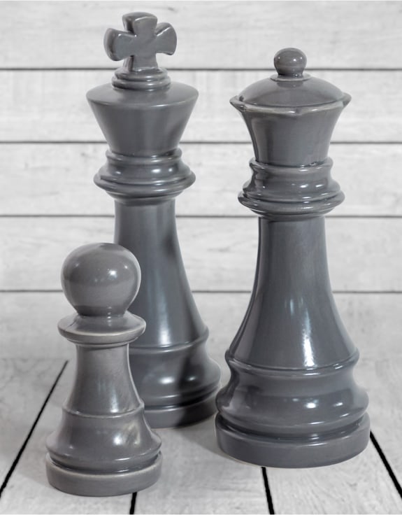 Matt Grey Large Ceramic Queen Chess Piece Ornament (to be bought in qtys of 2)