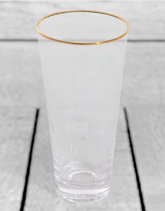 Set of 6 Traditional Highball Glass Tumblers with Gold Rims