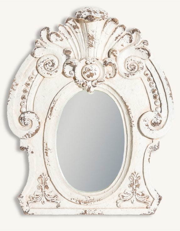 Antique White Architectural Wall Mirror