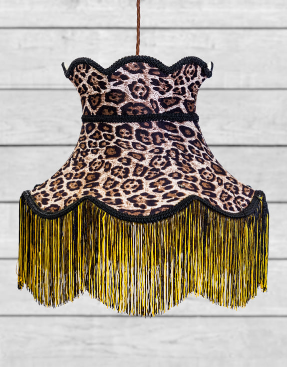 Animal Print Tall Frilled Lampshade (Use As Pendant or Shade)