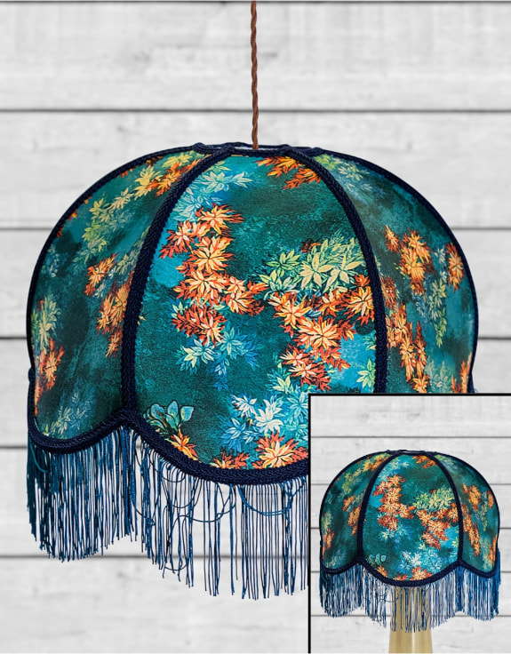 Floral Design Frilled Lampshade (Use As Pendant or Shade)