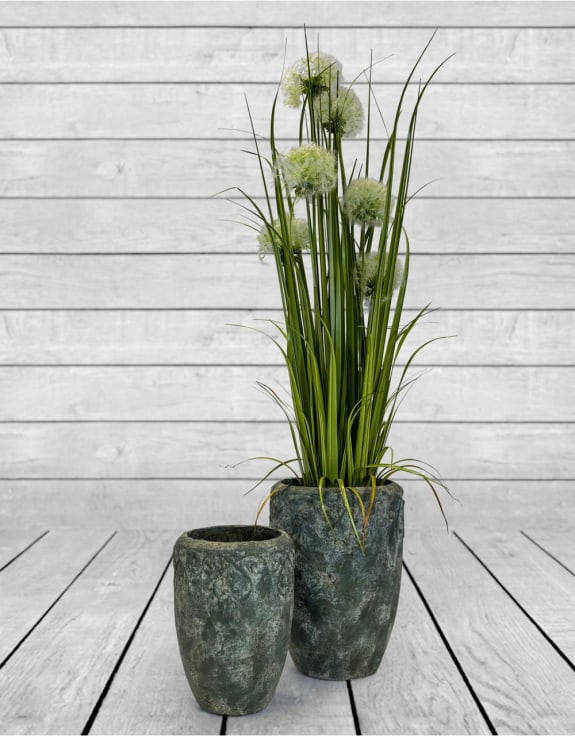 Tall Antiqued Stone Effect Eco S/2 Garden Planters