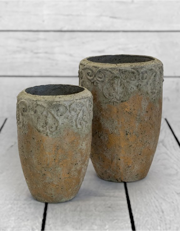 Tall Gold and Cream Eco S/2 Garden Planters