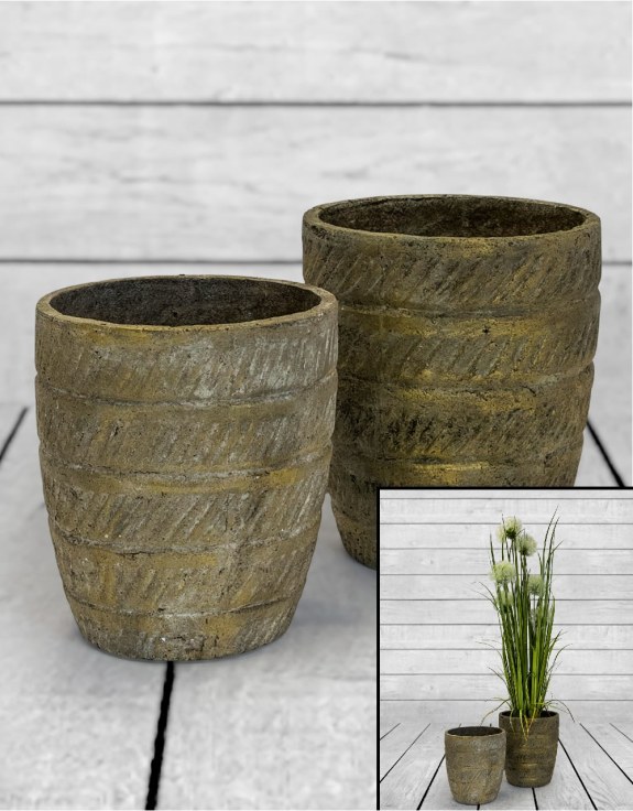 Antiqued Gold Eco S/2 Garden Planters