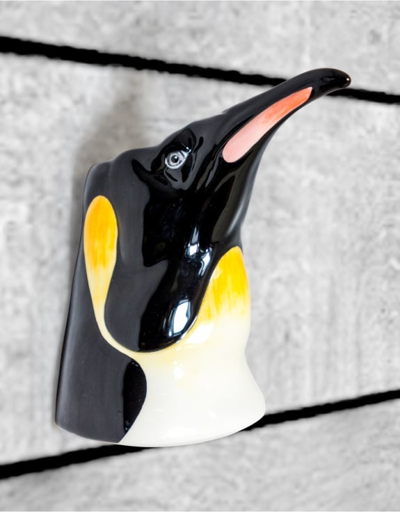 Hand Painted Ceramic Penguin Head Wall Sconce Vase