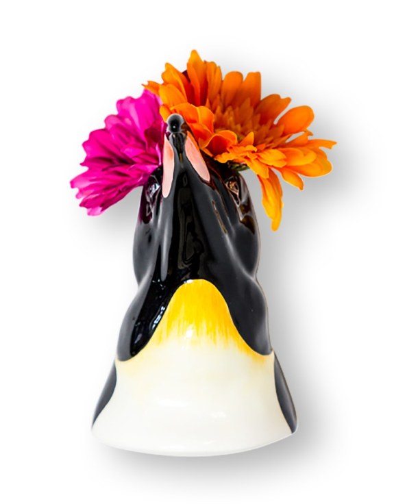 Hand Painted Ceramic Penguin Head Wall Sconce Vase