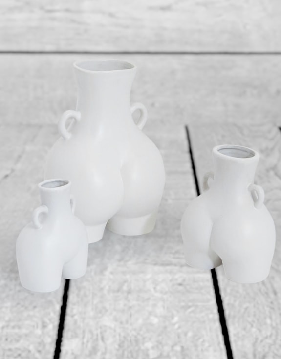 Matt White Medium "Love Handles" Booty Vase