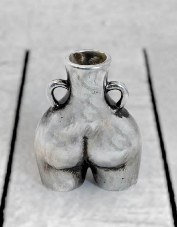Antique Silver Small "Love Handles" Booty Vase (to be bought in qtys of 2)