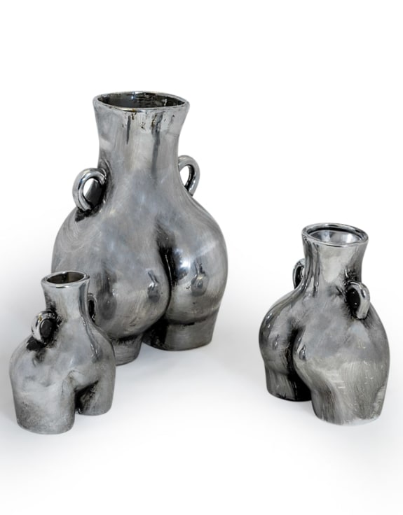 Antique Silver Medium "Love Handles" Booty Vase