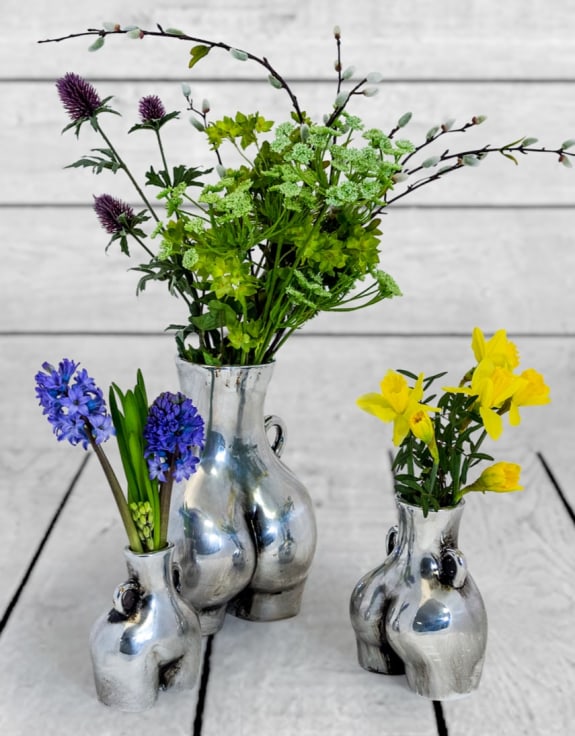 Antique Silver Medium "Love Handles" Booty Vase