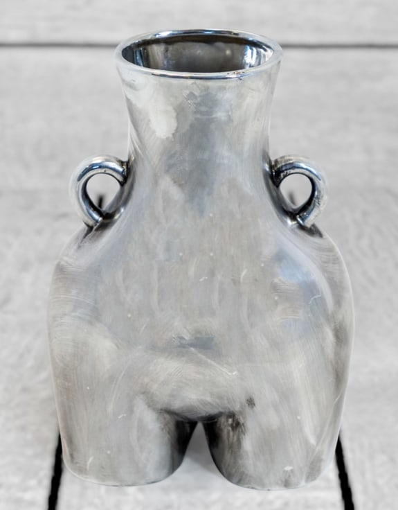 Antique Silver Large "Love Handles" Booty Vase