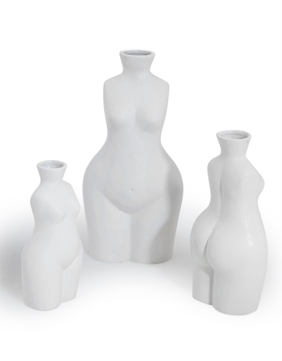 Matt White Small Female Body Ceramic Stem Vase