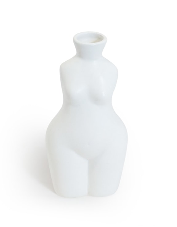 Matt White Small Female Body Ceramic Stem Vase