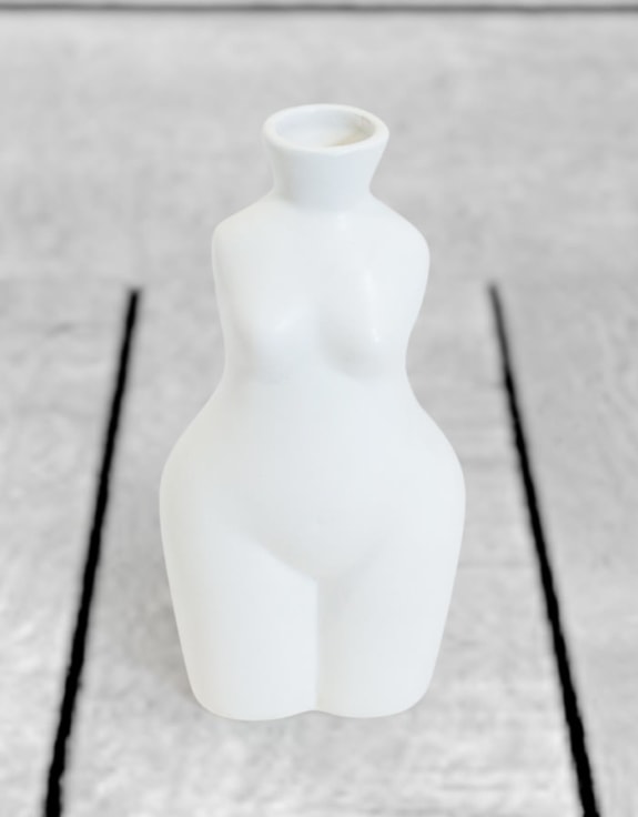 Matt White Small Female Body Ceramic Stem Vase