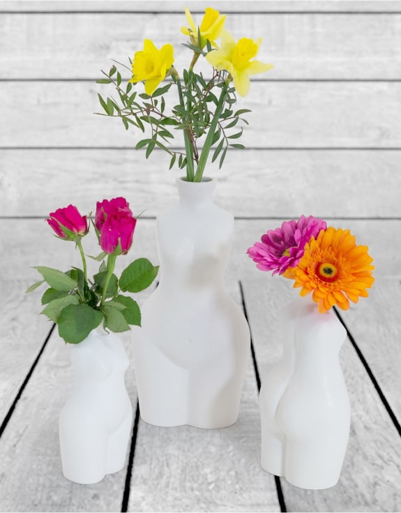 Matt White Small Female Body Ceramic Stem Vase