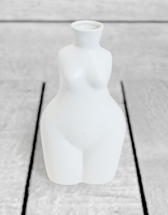 Matt White Medium Female Body Ceramic Stem Vase