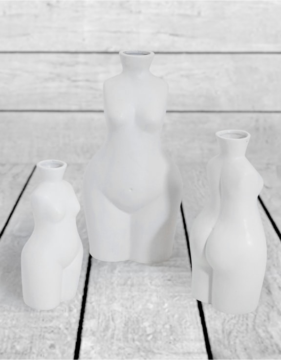 Matt White Large Female Body Ceramic Stem Vase