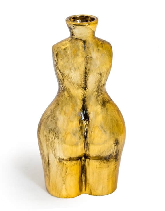 Antique Gold Large Female Body Ceramic Stem Vase