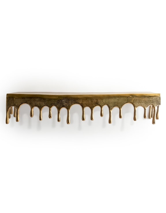 Gold "Dali" Drip Large Rectangular Aluminium Wall Shelf