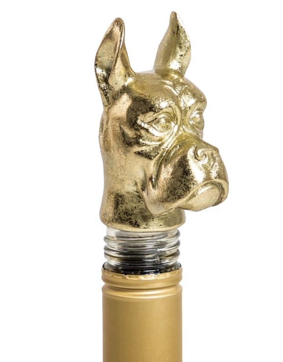 Antique Gold Dog Head Bottle Stopper (to be bought in qtys of 8)