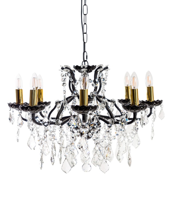 Medium 8 Branch Matt Black Shallow Chandelier