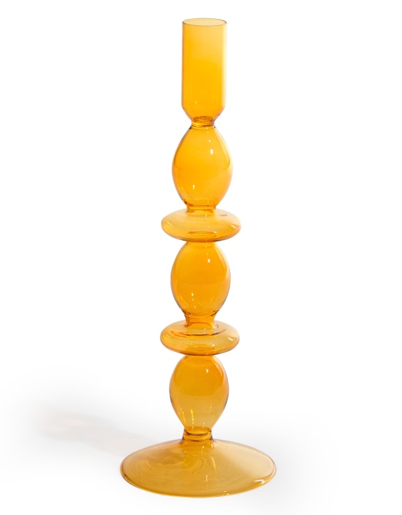 Orange / Amber Glass Candle Holder