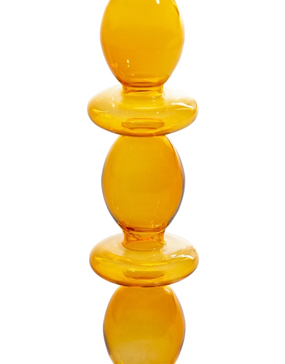 Orange / Amber Glass Candle Holder