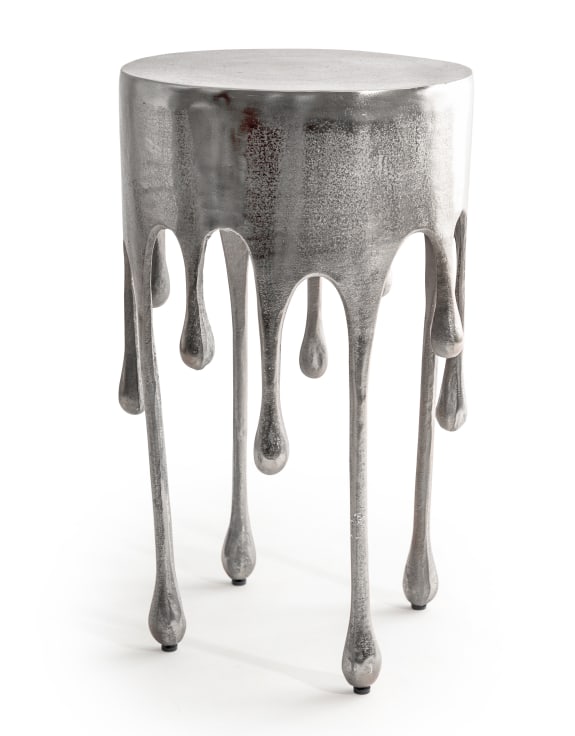 Raw Nickel "Dali" Drip Round Aluminium Side Table