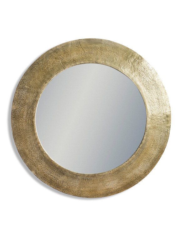 Large Round Champagne Gold Aluminium Wall Mirror