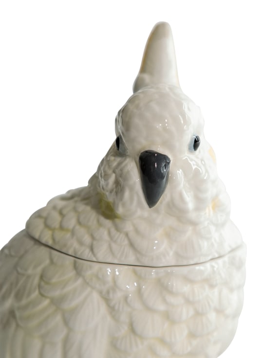 White Ceramic Parrot Storage Jar/Vase 