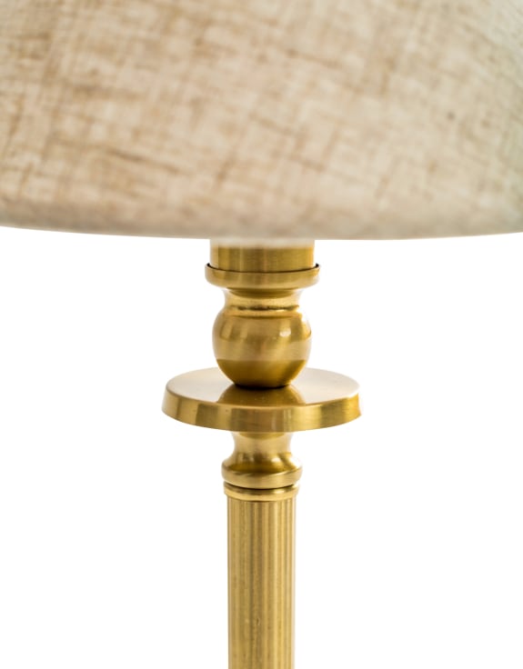 Brass Cordless Rechargeable Table Lamp with Oatmeal Shade