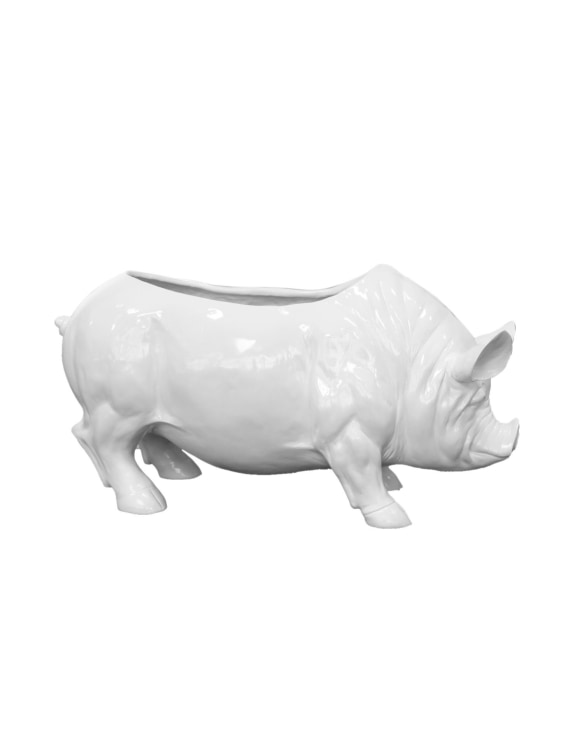 Extra Large Bright White Pig Planter