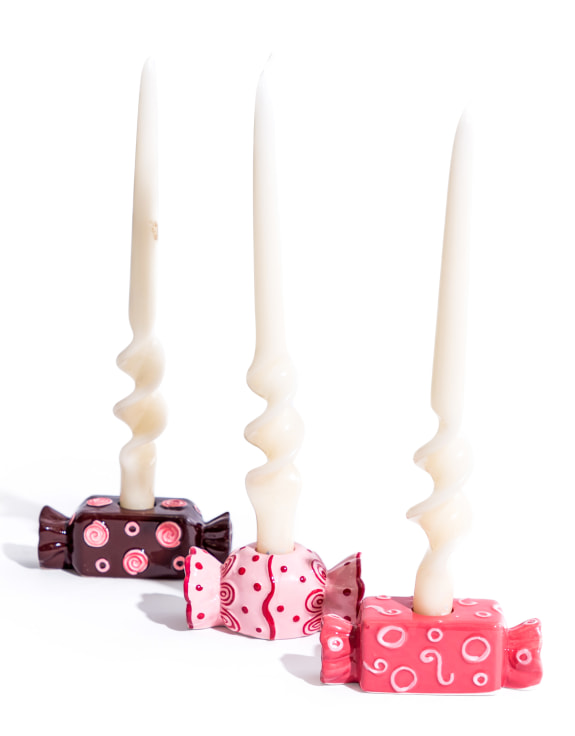 Ceramic Candy Candle Holder (to be bought in qtys of 6 assorted colours)