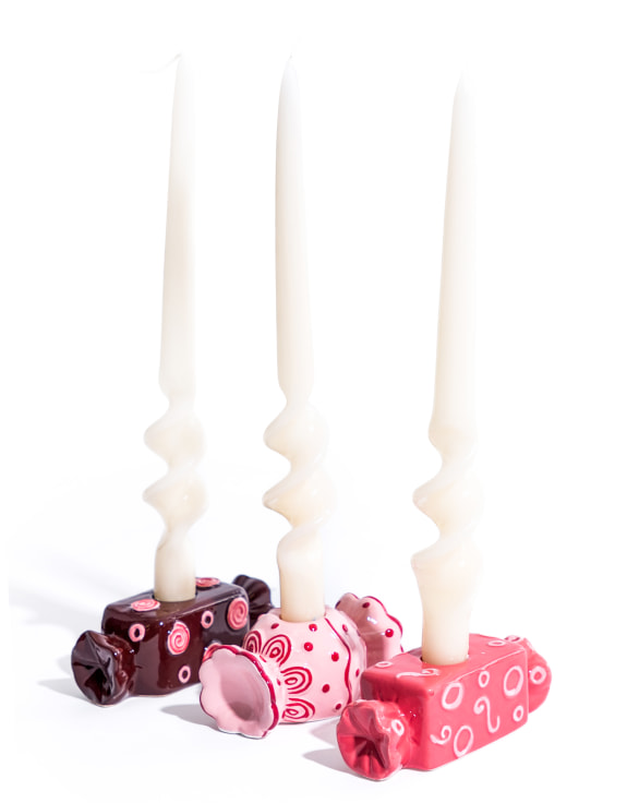 Ceramic Candy Candle Holder (to be bought in qtys of 6 assorted colours)
