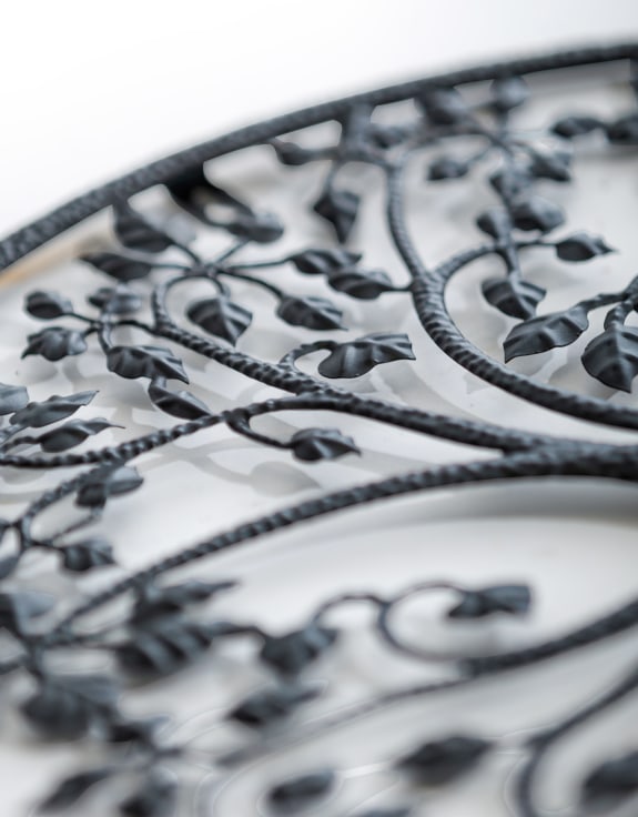 Matt Black Hammered-Effect "Tree of Life" Wall Decor