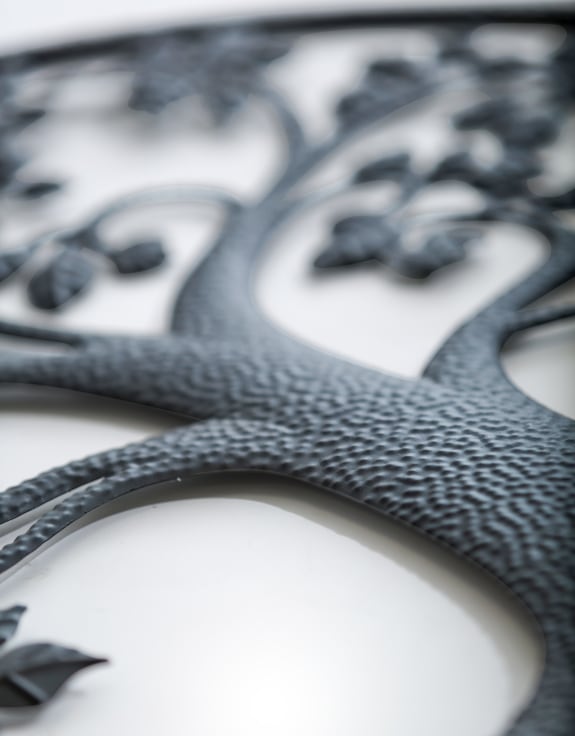 Large Matt Black Hammered-Effect "Tree of Life" Wall Decor