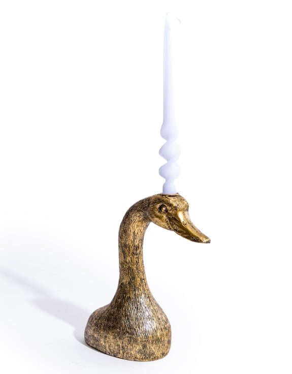 Antique Gold Duck Head Candle Holder